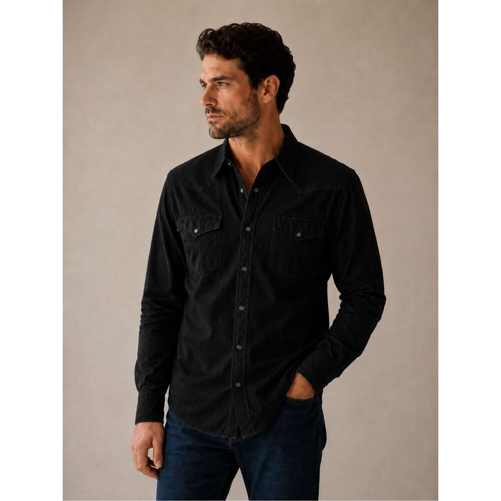 Tecovas black Western Snap Button Shirt | Modern Cowboy Luxury Cotton Button Dow